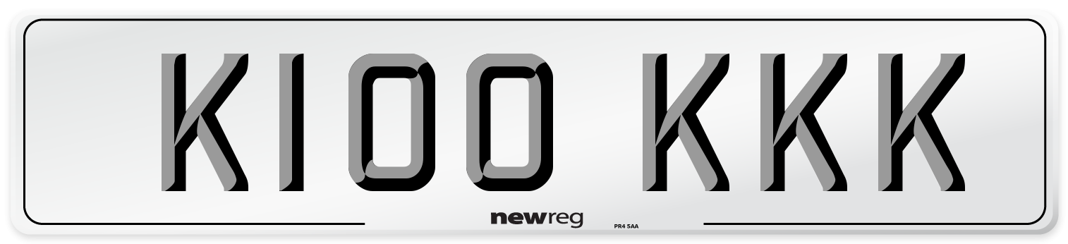 K100 KKK Number Plate from New Reg